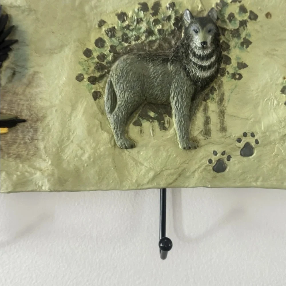 Wildlife-Themed Coat/Hat Rack. By J. Wiens, Vtg MWW Market. 20x5x1. 4 Hook